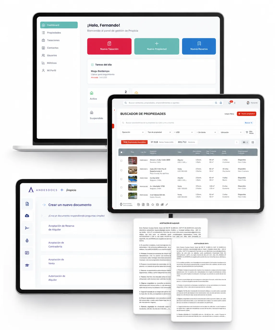 Plataforma de tecnología de INRED: CRM, buscador de propiedades y firma electrónica